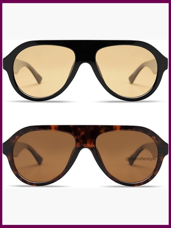 Retro Aviator Polarized Sunglasses Plastic Frame Vintage Style main image 4